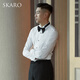 SKARO [Same Model in Celebrity] Tasto Dress Long Sleeve Shirt for Men's Wedding Banquet French Wing Collar Shirt White SKE851 (cufflinks need to be purchased separately) 40