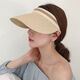 Hedon Straw Hat Women Beach Summer Top Histón vacío Mujer protector solar Sol Gat Sun Sol Style Cilindro de cabello de béisbol Cilindro KT-3524 [Top de tejido de sello]-Black