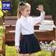 罗蒙女童衬衫长袖白色打底衬衣小学生幼儿园毕业校园服饰演出 蕾丝150