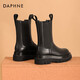 Daphne Boots Martin Boots for Women Plus Fleece 2024 Botas de chimenea de otoño e invierno para mujeres Botas Británicas de Mid Tube Chelsea Women's Black (altura del tacón de metro medio) 38