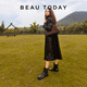 Beautoday Botas de cuero de cuero genuinas de suela gruesa Botas para mujeres Retro Style British Tube Boots Boots Gris Knight Boots Pequeñas botas elevadas para mujeres Classic Black 36
