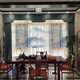 Transparent and opaque 5D three-dimensional ink landscape painting Chinese style gauze curtain for living room, bedroom, study, balcony, tea room partition curtain Thickened and opaque