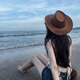Tanbeiman Western Cowboy Hat Men's and Women's Summer Outdoor Northwest Retro Sun Hat Horseback Riding Desert Grassland Mongolian Hat Knight Hat Light Brown (Hat Circumference 58cm) [With Windproof Rope/Lightweight and Breathable/Large brim Sun Shade]