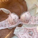 Hello Kitty Soft Cute KT Cat Underwear Cute Japanese Girl Sweet Lace Wireless Anti-Sagging Bra Girlfriend Gift Pink Suit M 34/75 AB