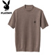 Playboy (Playboy) 100 Cardigan Camiseta de manga corta Camiseta redonda de cuello redonda, suéter de mimbrez de otoño e invierno Séter de mimbrequea de manteosa 12121 Camel oscuro lana de manga corta L 175/115 [sugerido 140-155Jin [Jin equivale a 0.5 kg]]]