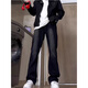 Digada American high street vibe black scimitar micro-flare jeans men autumn trendy brand handsome straight-leg pants versatile pants men DFFS-719-1 black [added fleece] XL [recommended 120-135 Jin [Jin equals 0.5 kg]]