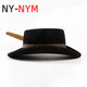 NY-NYM Four Seasons Men's Hat Sheep Felt Hat Concave Top Solid Color Sheep Felt Gentleman Hat Ribbon Decoration Wool Felt Jazz Hat Black 58cm