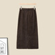 She pool plus velvet skirt 2025 winter new women's textured elastic waist slit mid-length skirt
