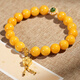Qingchengshan Cultural and Creative Beeswax Bracelet Amber Chicken Fat Yellow Nanhong Bracelet Women's Turquoise Raw Mineral Transfer Buddha Beads Birthday Gift Beeswax Plum Blossom Bracelet Has Been Fragranced