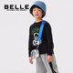 BELLE BELLE童装男童毛衣秋冬小熊圆领套头儿童毛衫宝宝柔软纯棉针织衫 黑色 140