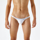 Sexy underwear silky smooth and translucent oily shiny silky super low waist men's thong t-pants sexy and interesting white M