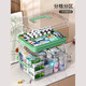 EACHY medicine box household medicine box transparent plastic storage box green extra large two-layer