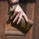
BARNOROO clutch bag cowhide crazy horse leather retro long men's wallet genuine leather hand grab bag large capacity hand carrying wallet bag Crazy horse leather dark brown (more hard material) small bag