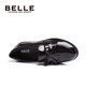 Belle children's shoes for girls spring and autumn children's black leather shoes student shoes back to school performance shoes British style campus etiquette shoes for middle and older children black-DE0336 35
