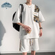 
Dingfengbaoluo casual suit summer shorts shorts thin loose breathable sports men's suit TZ054 white 2XL