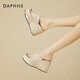 
Daphne thick-soled sequin high-heeled heeled sandals for women in summer small heightened fashion flip-flops for women apricot color 36