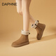 Daphne Daphne echte Lederschnee Stiefel Frauenschuhe für Winter 2024 Neu eingedickte Samtschuhe Dicke Sohle kurze Stiefel warme Baumwollschuhe für Frauen Kamelfarbe 40