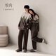 Yuenei Half Velvet Couple Pajamas Women's Autumn and Winter Coral Velvet Plus Velvet Warm Home Clothing Men's Pullover Set 34244 Tea Brown Men's L (Male 110-140 Jin Jin equals 0.5 kg / Female 110-120 Jin Jin equals 0.5 kg)