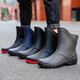 Xili rain boots men's mid-calf fashionable Korean style adult plus velvet warm kitchen shoes non-slip wear-resistant outdoor fishing car wash takeaway rain boots construction site waterproof rubber shoes overshoes winter gray surface black bottom 42 plus velvet please order one size larger