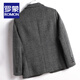 Romon Wollanzug Herrenmänner doppelseitiger Wollhundtooth Plaid Jacke Herren Frühlings- und Herbstgeschäft Casual Warm Wollanzug Männer Dunkelgrau 165/m Größe