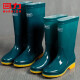 Huili Regenstiefel Frauen Regenstiefel Wasserstiefel im Freien wasserdicht und nicht leicht zu rutschen Komfort OverShoes HL813 hohe Rohr dunkelgrün Größe 38 38
