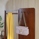 Tingxu solid wood dressing mirror hanging hanger integrated full-body mirror dressing rack floor-standing entrance door clothes rack 673 [with pulley] brown (45CM)