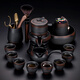 Zhengyang Purple Pottery Automatic Tea Set Office High-end Complete Set Lazy Kung Fu Cup Tea Tray Anti-scalding Teapot Business Gift Purple Pottery Automatic (Jumping Grain) 8 Cups + Tao Can Washable Long Beard Black