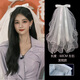 Luruo Li Yitong Bridal Certification Veil Follow-up Proposal Registration Photo Props Ritual Bow Short Puffant Veil Simple Double-layer Small Veil Hairpin 45CM