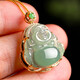 Haikai necklace for women, jade pendant, gold inlaid jade Maitreya Buddha necklace, Valentine's Day birthday gift for mom, 18 gold k jade Buddha edge Maitreya Buddha smile necklace