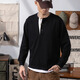 Kuraishi Kazuki Japanese fashion brand pure cotton Henley collar long-sleeved T-shirt men's bottoming shirt autumn and winter loose sweatshirt Henley top men sand gray XL