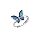 China Gold S925 Silver Gradient Blue Butterfly Ring Women's Light Luxury Fashion Versatile Temperament Ring Birthday Gift for Girlfriend About 2.5g