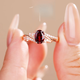 Qianqimeng 18K gold ruby ring natural red garnet gem S925 silver plated simple heart-shaped 6MM heart-shaped gemstone girl style daily commuting