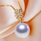 Yage 18K gold Australian white pearl pendant single perfect round ocean seawater white pearl pearl necklace women's clavicle chain yellow 18K gold