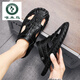 
Woodpecker 2024 summer genuine leather men's bag-toe soft-soled sandals wearing outdoor driving beach business high-end casual sandals M9855 black 38