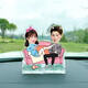 CLCEY car ornaments DIY solar automatic head shaking brand double couple humanoid vertical brand acrylic customization creativity single person 674 [Solar head shaking ornaments]