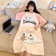 Xianmengsha's new summer pure cotton mid-length nightgown for women's short-sleeved round neck sweet cute cartoon pajamas girl's home clothes 723-Yugui Dog M