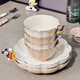 Xibaisheng bol en céramique haut de gamme ensemble de plats à la maison plats de qualité bassette de bol de bol de bol combinaison combinaison combinaison haut de glame de table colorée ensemble de table de table de 8,5 pouces 2 paquets [1278] style sans or