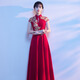 LIBAIXIN CHOIR Performance Kostüm Frauen langer Rock 2025 neuer roter Song Solo Performance, der chinesischen Stil Cheongsam Abendkleid Burgund L empfohlen 100-110jin [Jin ist 0,5 kg]