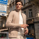 Mr. Bu Pure Woll Cardigan Jacke Herren Spring Neues verdickte langärmelte Strickjacke Bt12312 Mi Xing XL (180)