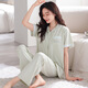 莫代尔2025新款睡衣女夏季带胸垫一体棉短袖长裤春夏天薄款家居服套装 LSF-692柔粉 L (165) 建议体重105-125斤