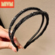 MIVM black rhinestone hair hoop, fine style pressed hair wash hair clip, fashionable temperament broken hair clip, forehead hair bundle clip headband for women, black rhinestone wrapped hair hoop