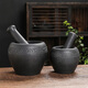 Yiyuanxuan household natural black gold garlic mortar, stone mortar, medicine jar, stone cup, garlic pounder, mashing Wo Leibo pepper, Lianlian fish outer diameter 13CM