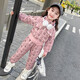 Card card card is for girls autumn suit clothes 2025 autumn new fashion children's long-sleeved jacket little girl sports two-piece suit leather pink suit clothes are too small and take one size larger 130 cm