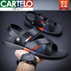 Sandalias de alta gama de cartelo Sandalias de alta gama Autumn Men's Turn Landy y de moda Sandalias de suela suave de doble propósito de uso de la playa resistente a la playa Black 9793 40