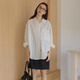 Yipinyuan New Solid Color Simple Lapel Shirt Women's Autumn 2025 New Casual Big Pocket Drape Long Sleeve Top Shirt White M 85-110Jin Jin equals 0.5 kg