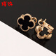 Quality 18k gold earrings rose gold four-leaf clover earrings for women natural carnelian 1.5cm medium rose gold black onyx earrings