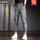 JEEP SPIRIT ice silk solid color casual pants men's tying pants harem pants small feet pants quick-dry printed sports casual pants black thin elastic 9900190000 solid color M single piece slim fit recommendation 95-110Jin [Jin equals 0.5 kg]