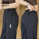
JEEP SPIRIT Tennis casual pants men's versatile loose breathable wide-leg pants men's summer ice silk floor straight pants 1048 gray 3XL