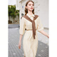Betu women's spring new dress retro loose French waist slim dress 2402T84 apricot L