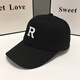杨饰公子帽子男鸭舌帽春夏季防晒帽韩版时尚女遮阳帽R字母棒球帽 R黑色 均码 可调节
